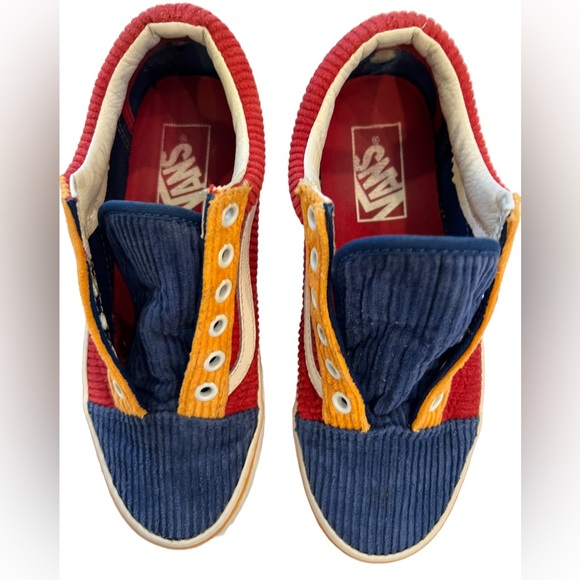 Vans Old Skool Skate Shoes Red Blue Yellow Corduroy Primary 5.5 Women’s 4 Men’s - Picture 9 of 12